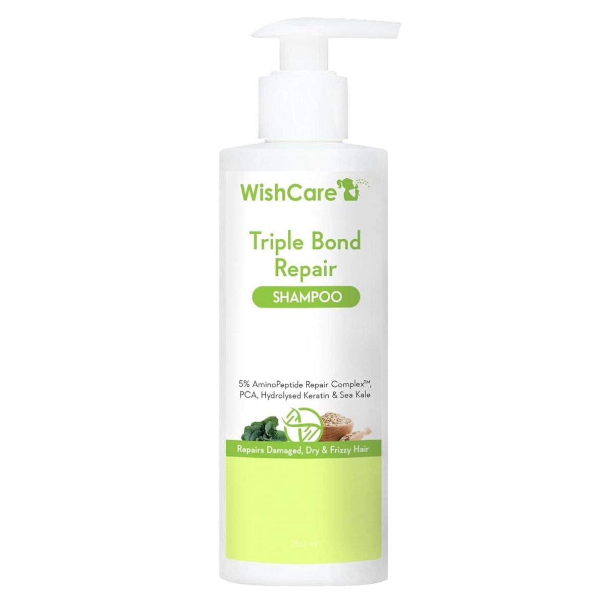 WishCare Triple Bond Repair Shampoo - 5% AminoPeptide Complex & PCA - Repairs Damaged & Frizzy Hair 250ml - Image 1