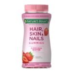 Nature’s Bounty Hair, Skin & Nails Vitamin Gummies with Biotin, 2500 mcg, Strawberry, 80 Count