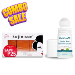 Kojie San Facial Beauty Soap 3 Bars Per Pack 65g & WishCare Under Arm Roll On Serum 50ml Combo